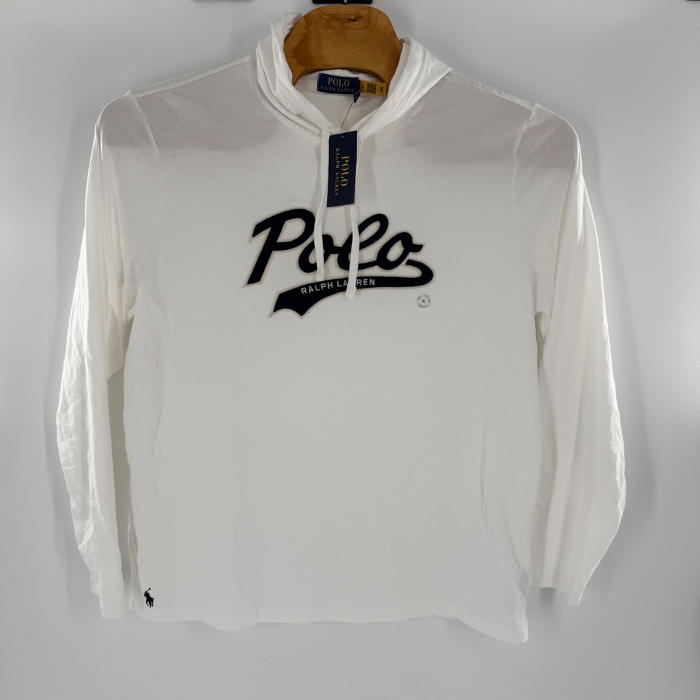 Polo Ralph Lauren Mens White Chenille Logo Hooded T-Shirt XL NWT 710964475001
